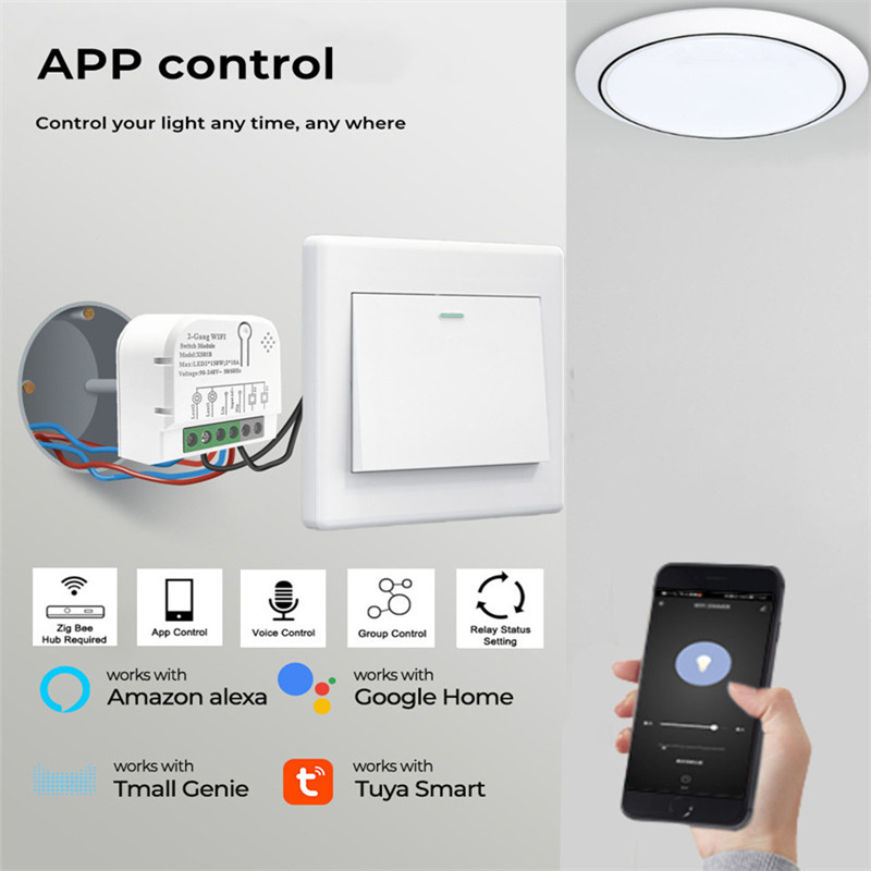 1/2ช่อง10A Tuya สวิตช์อัจฉริยะ - Home Automation Technology บทวิจารณ์และราคา